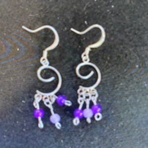 Elegant Silver and Purple Dangle Earrings